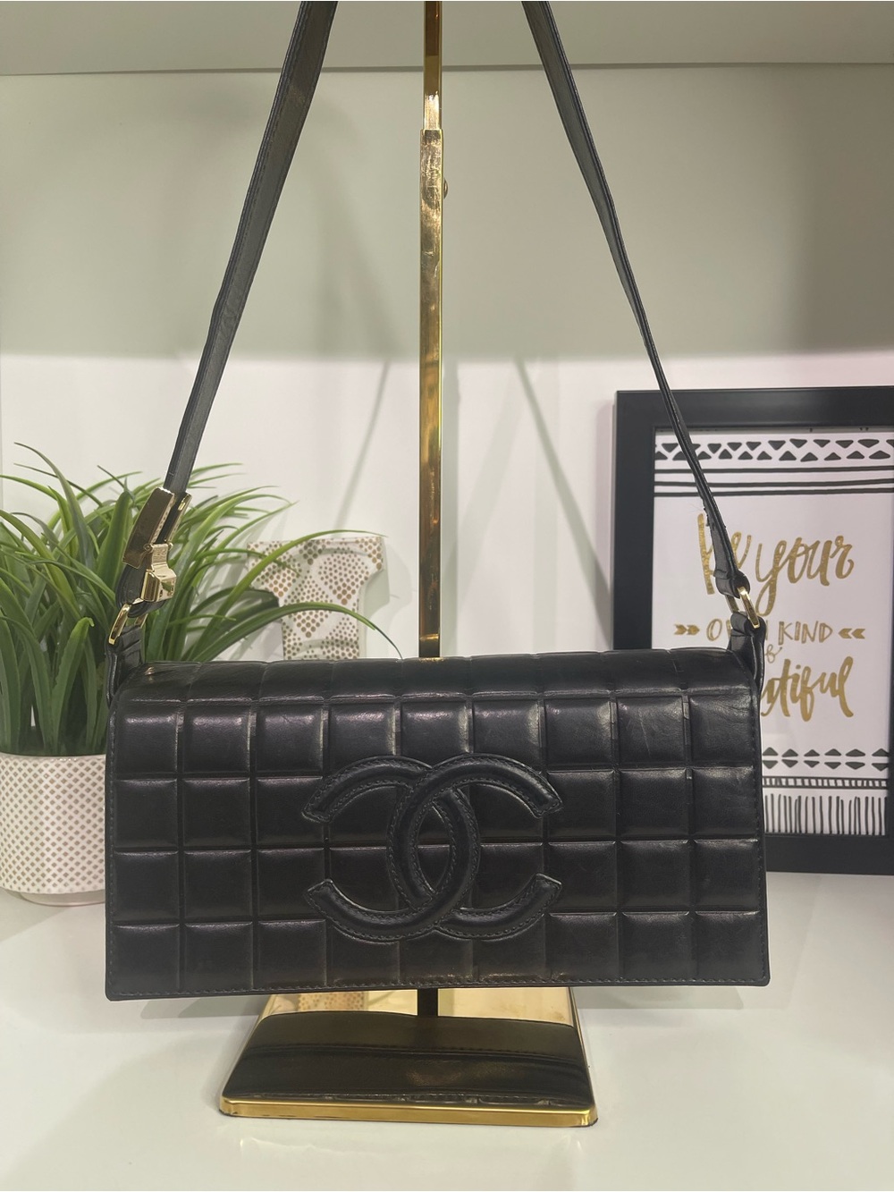Chanel Black Chocolate Bar CC Flap Shoulder Bag